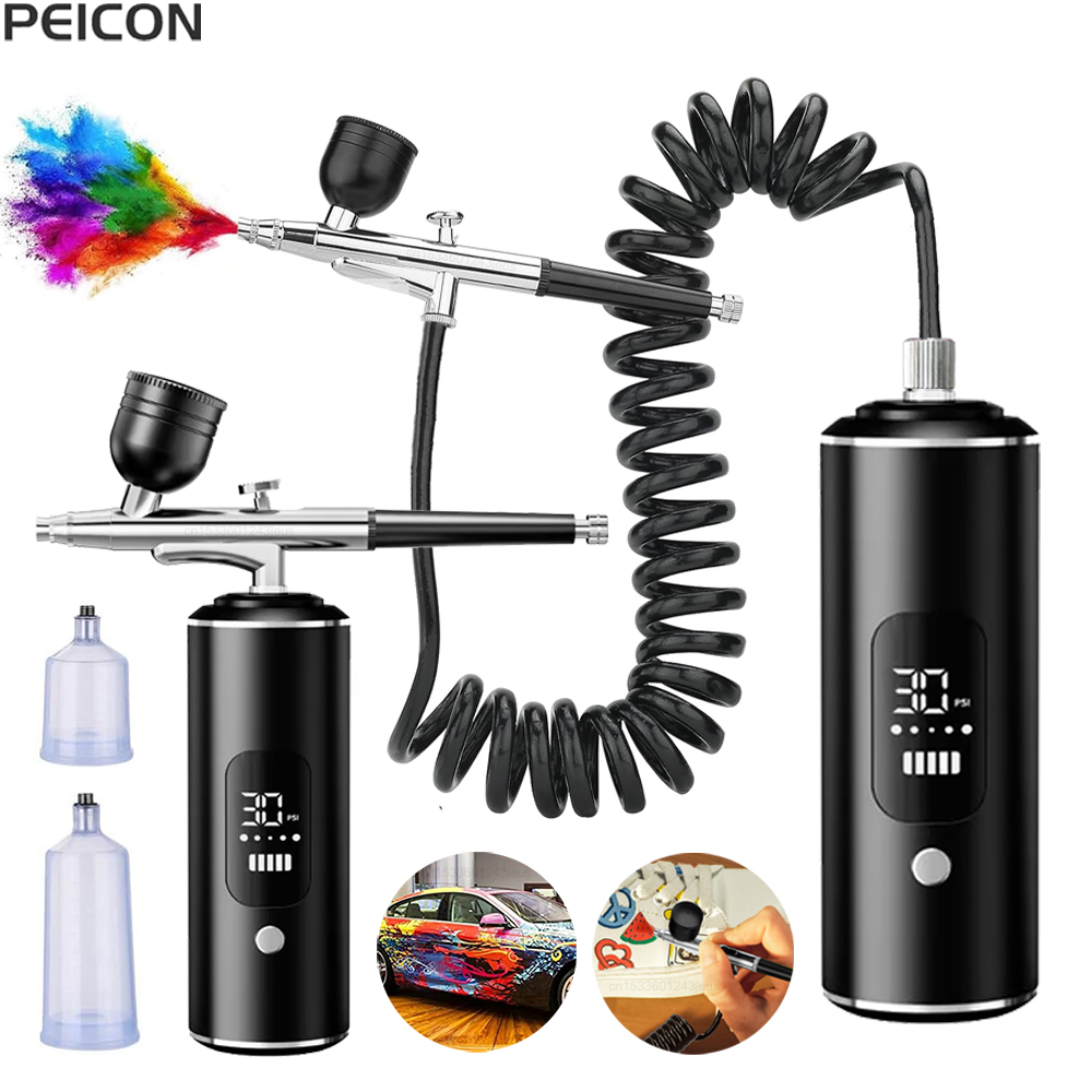 Airbrush Kit With Mini Compressor - Aerografo con compressore Mini pistola a