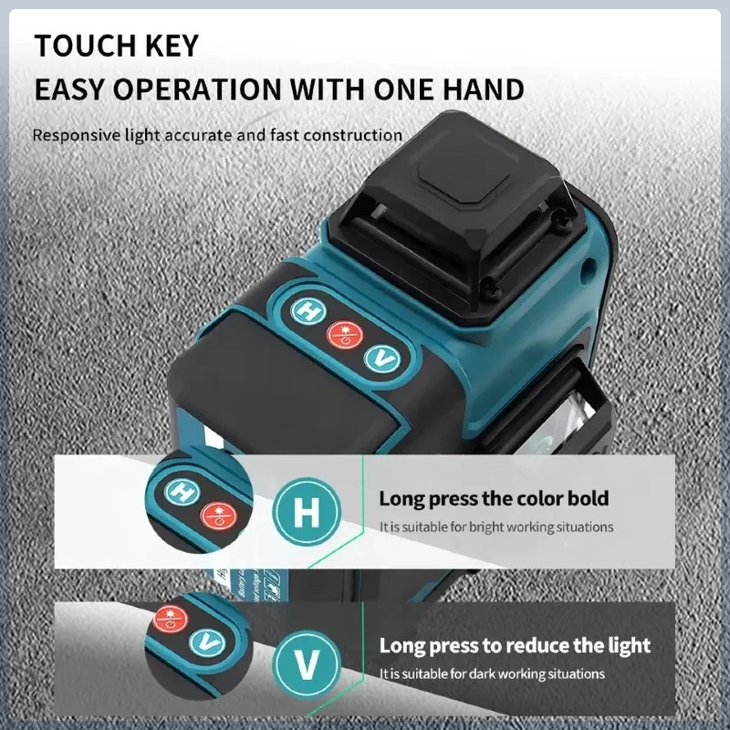 Laser Level 16 Lines 4D Green - Batteria originale Makita Safe Multi-protection 18V,