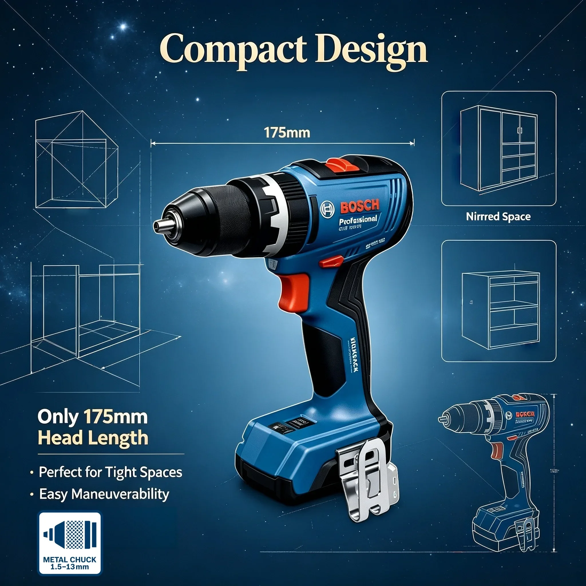 Brushless Cordless Electric Drill 18V - BOSCH GSB 18V-65 Trapano/Avvitatore a Batteria